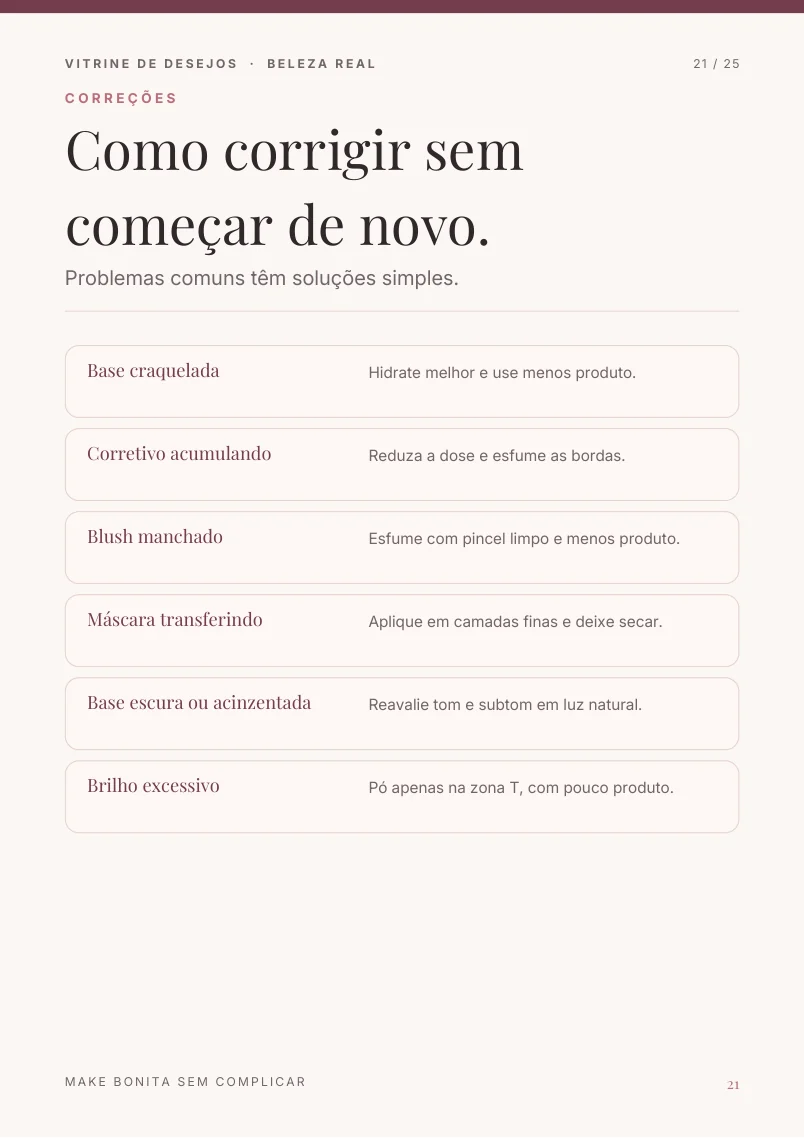 Página 21: correções de erros comuns