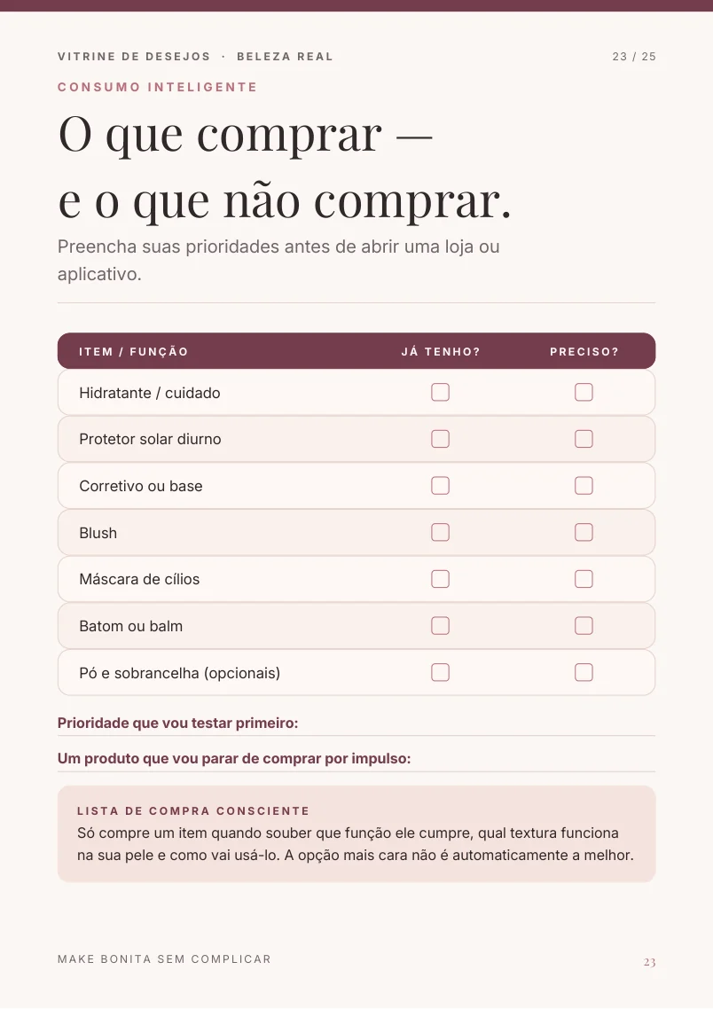 Checklist real do guia para comprar com consciência